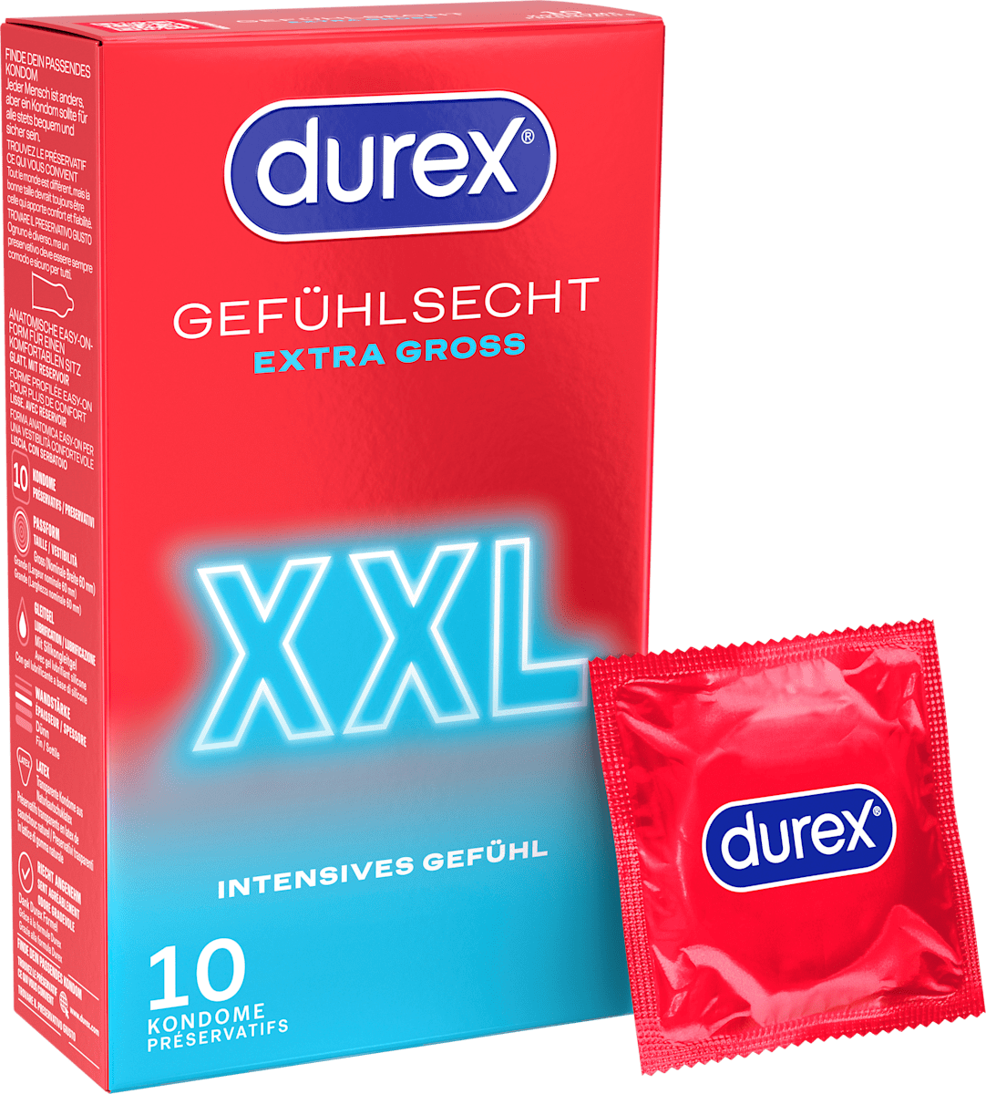 Kondome Gefühlsecht Extra Groß XXL, Breite 60mm Durex