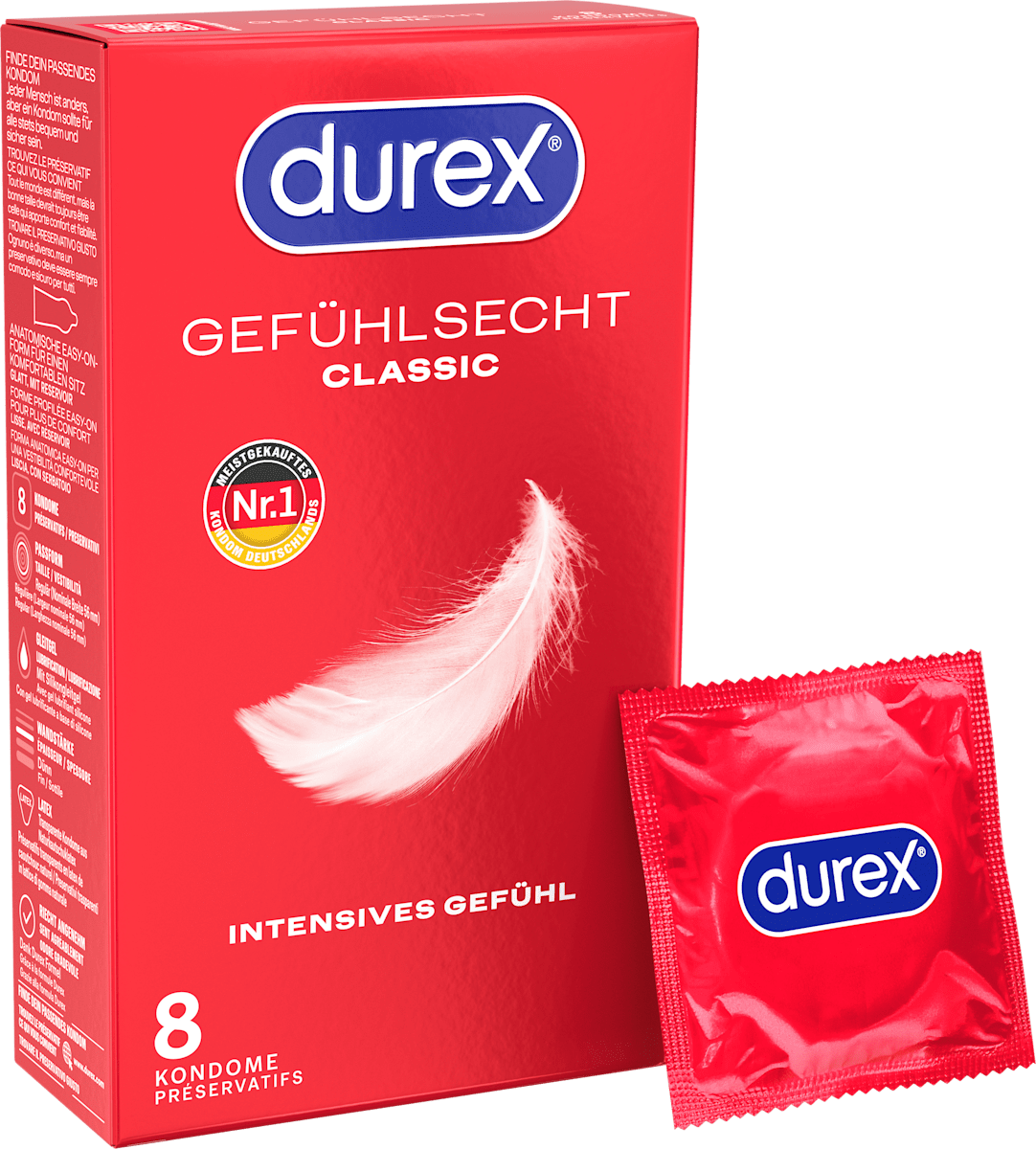 Kondome Gefühlsecht Classic, Breite 56mm Durex